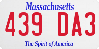 MA license plate 439DA3