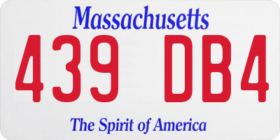 MA license plate 439DB4