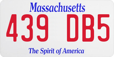 MA license plate 439DB5