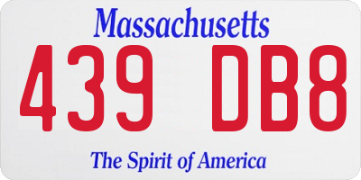 MA license plate 439DB8