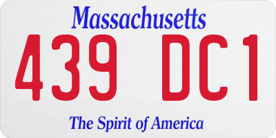 MA license plate 439DC1