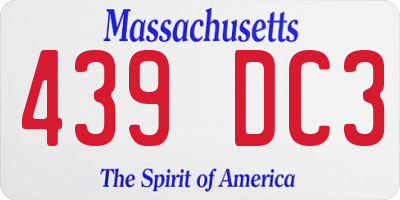MA license plate 439DC3