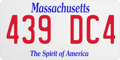 MA license plate 439DC4