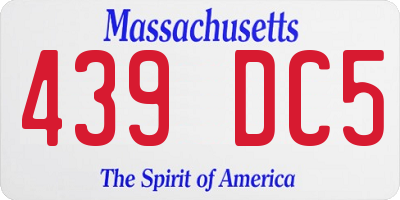MA license plate 439DC5