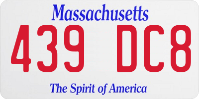 MA license plate 439DC8