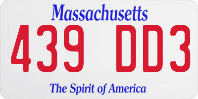 MA license plate 439DD3