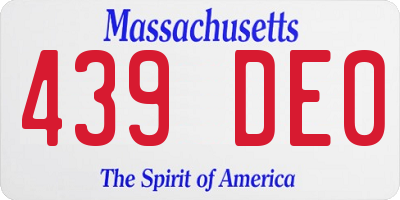 MA license plate 439DE0