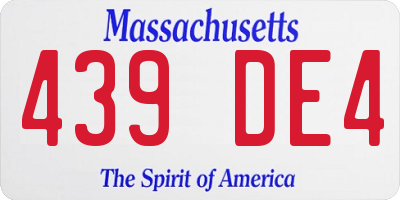 MA license plate 439DE4