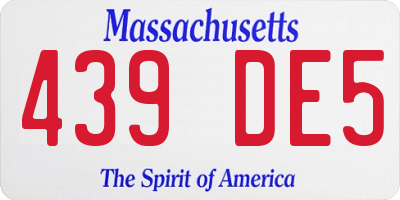 MA license plate 439DE5