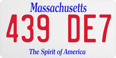 MA license plate 439DE7