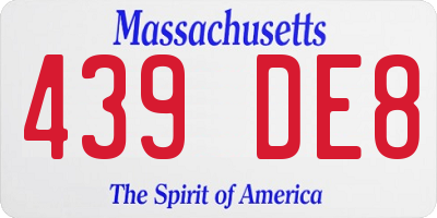 MA license plate 439DE8