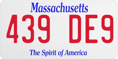 MA license plate 439DE9