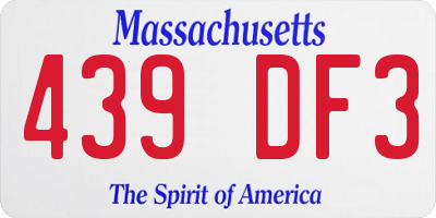 MA license plate 439DF3