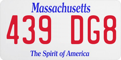 MA license plate 439DG8