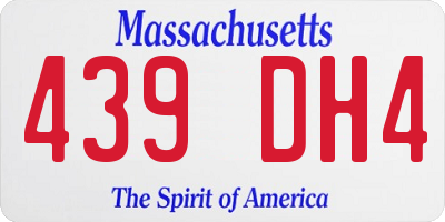MA license plate 439DH4