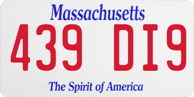 MA license plate 439DI9
