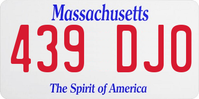MA license plate 439DJ0