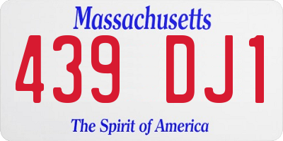 MA license plate 439DJ1