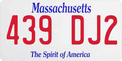MA license plate 439DJ2