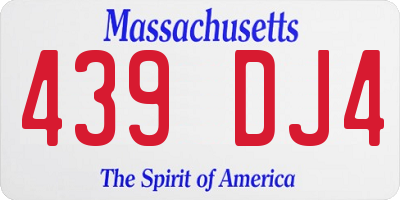 MA license plate 439DJ4