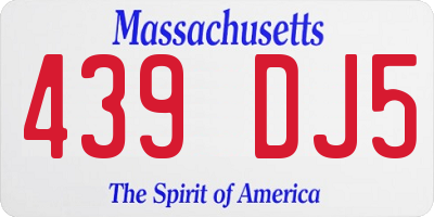 MA license plate 439DJ5