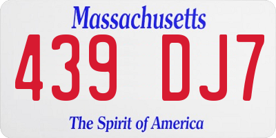 MA license plate 439DJ7