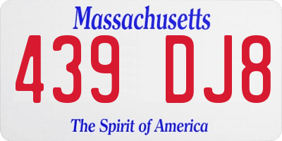 MA license plate 439DJ8