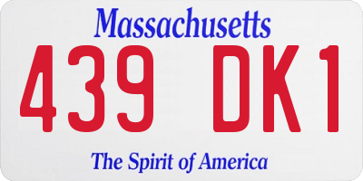 MA license plate 439DK1