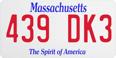 MA license plate 439DK3