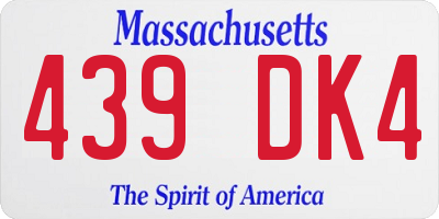 MA license plate 439DK4
