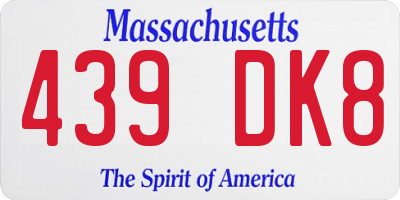 MA license plate 439DK8