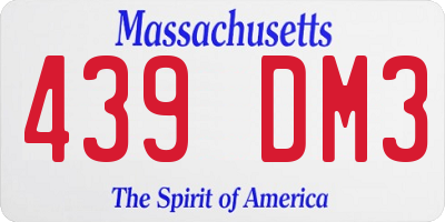MA license plate 439DM3