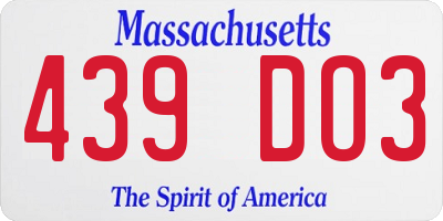 MA license plate 439DO3