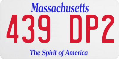 MA license plate 439DP2