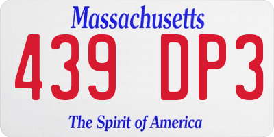 MA license plate 439DP3
