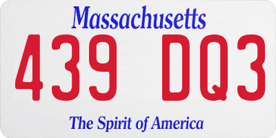 MA license plate 439DQ3