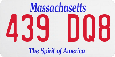 MA license plate 439DQ8