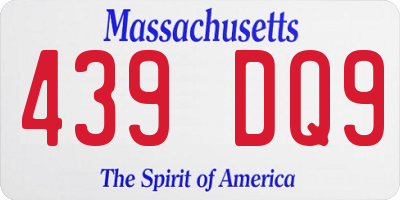 MA license plate 439DQ9