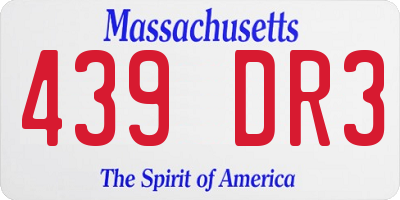 MA license plate 439DR3