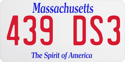MA license plate 439DS3