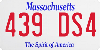 MA license plate 439DS4