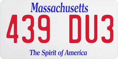 MA license plate 439DU3