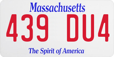 MA license plate 439DU4