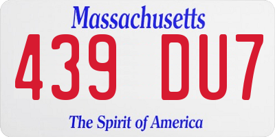 MA license plate 439DU7