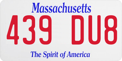 MA license plate 439DU8