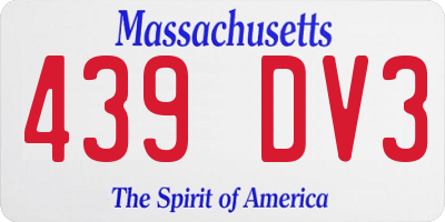 MA license plate 439DV3