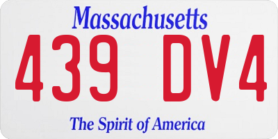 MA license plate 439DV4