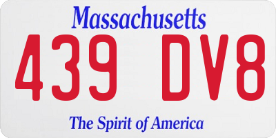 MA license plate 439DV8