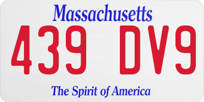 MA license plate 439DV9