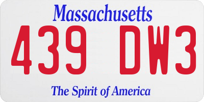 MA license plate 439DW3